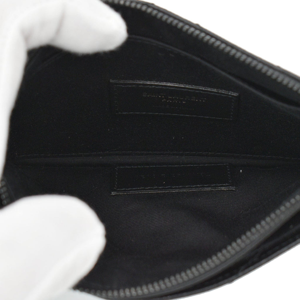 YVES SAINT LAURENT Matelasse Bill Grain De Poudre Zip Pouch Black