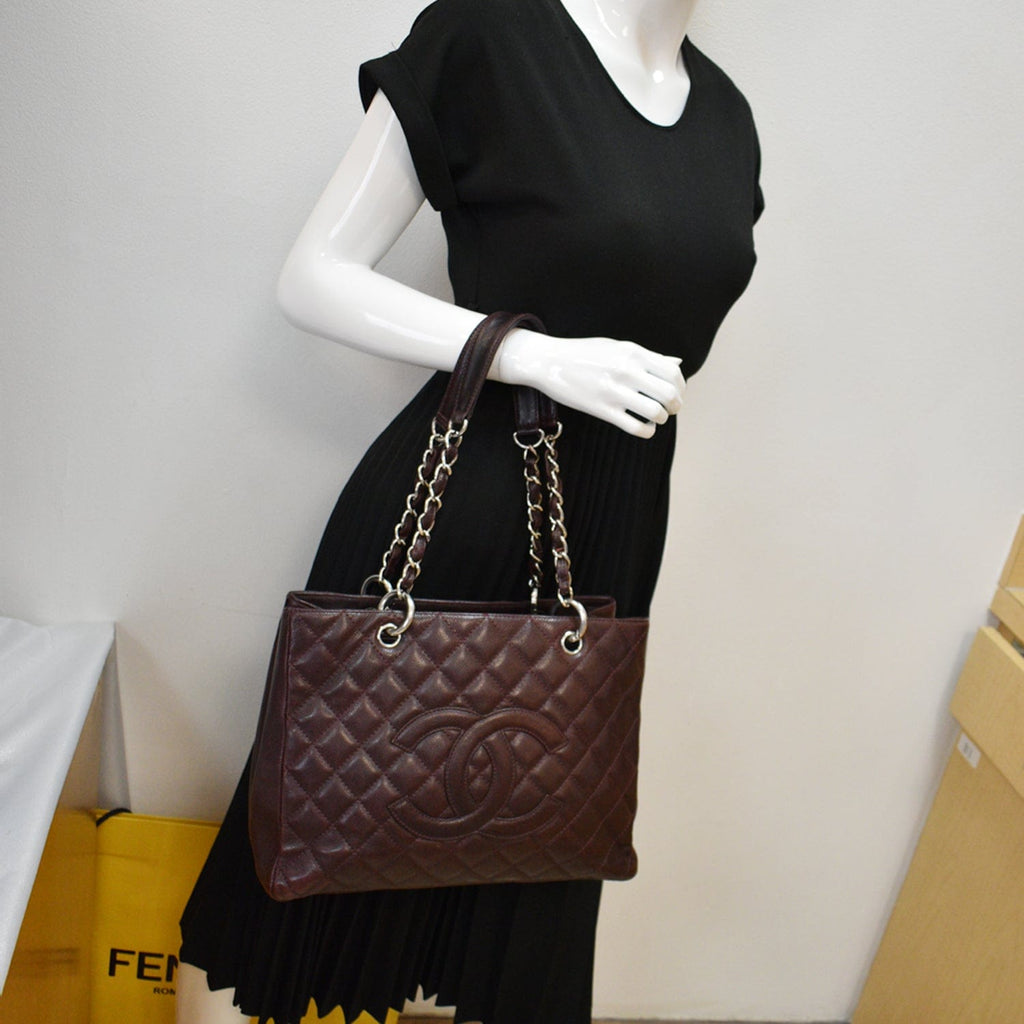 Chanel Grand Shopping GST Caviar Leather Tote Bag Maroon