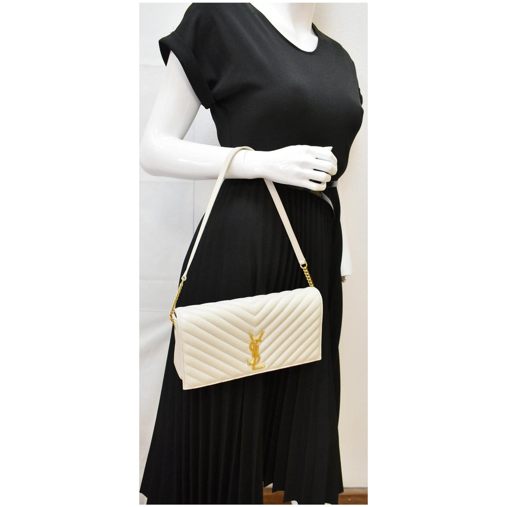 YVES SAINT LAURENT Kate Supple 99  Leather Chain Shoulder Bag Light cream