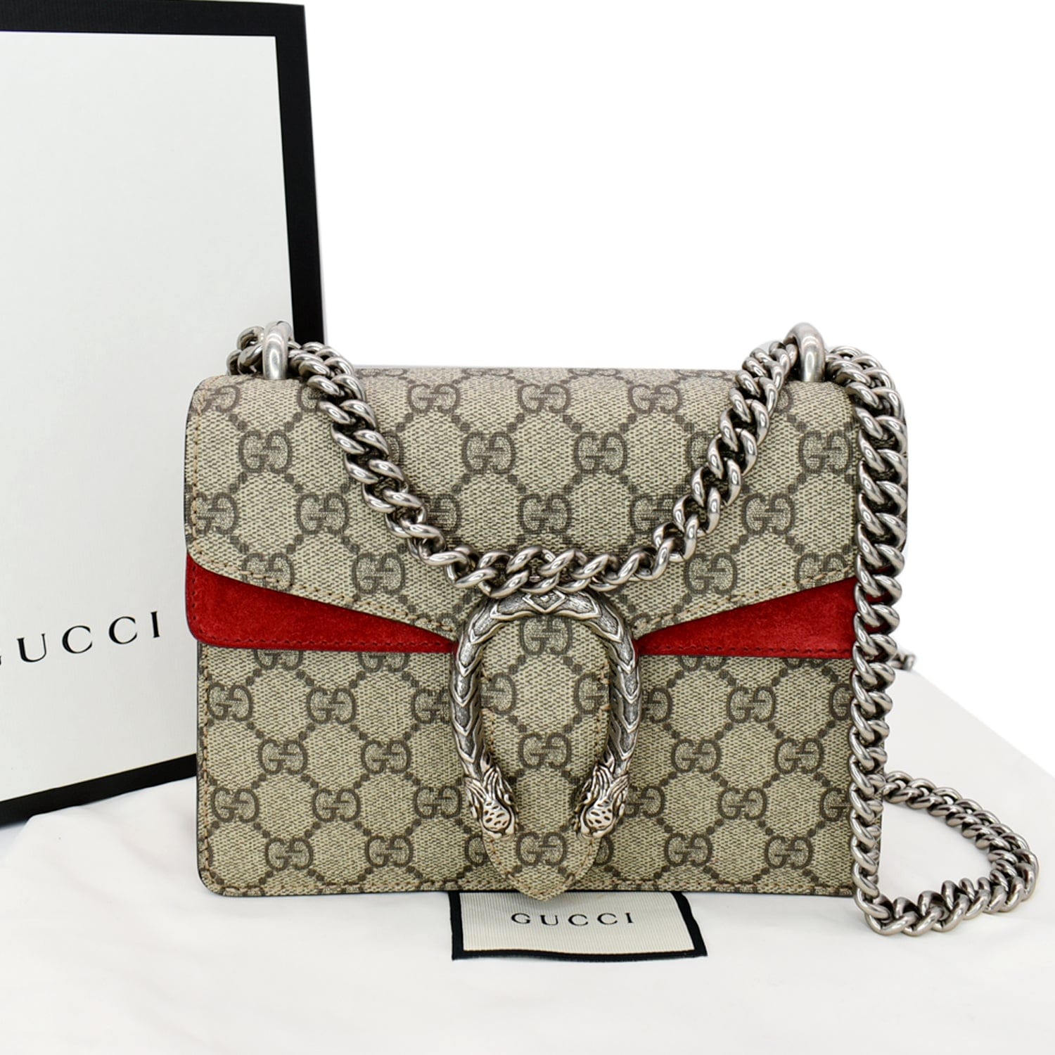 GUCCI Dionysus Mini Gucci Supreme Canvas Crossbody Bag Beige 421970