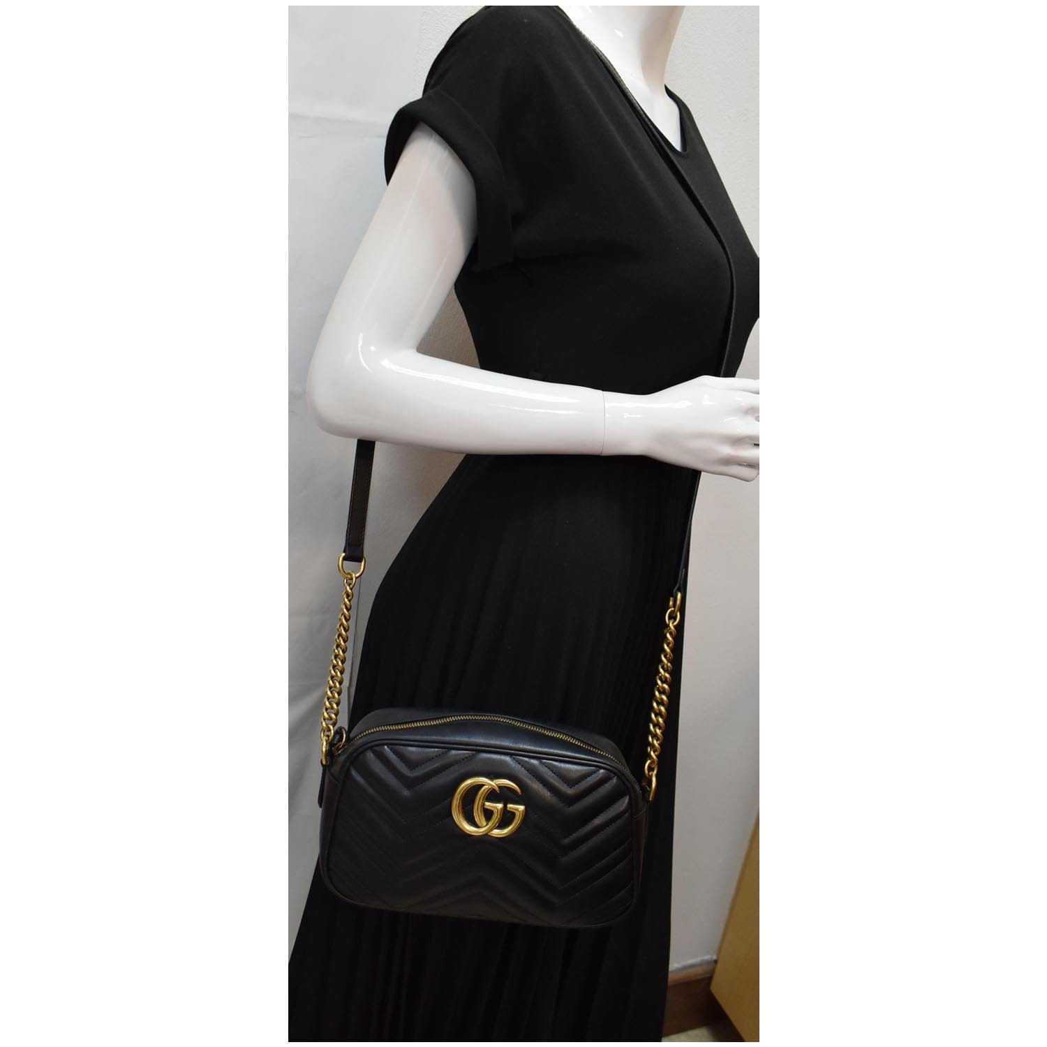 GUCCI Gucci Marmont Matelasse Small Leather Crossbody Bag Black