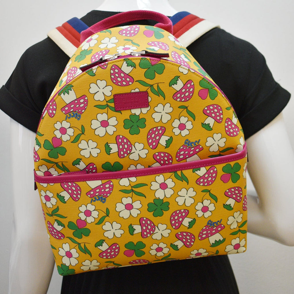 GUCCI Girls Floral Printed Gucci Coated Canvas Backpack Multicolor 271327