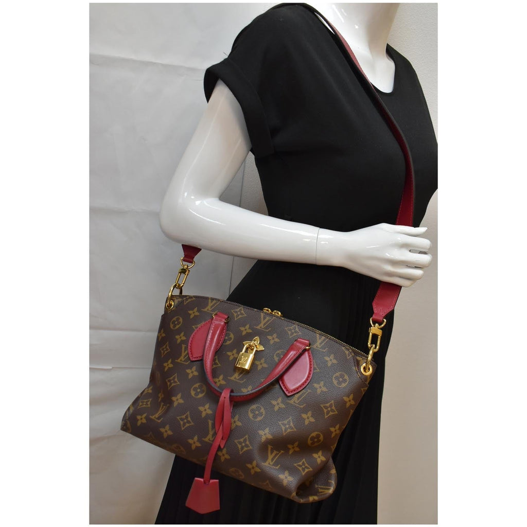 LOUIS VUITTON Flower Zipped PM Monogram Canvas Tote Bag Brown