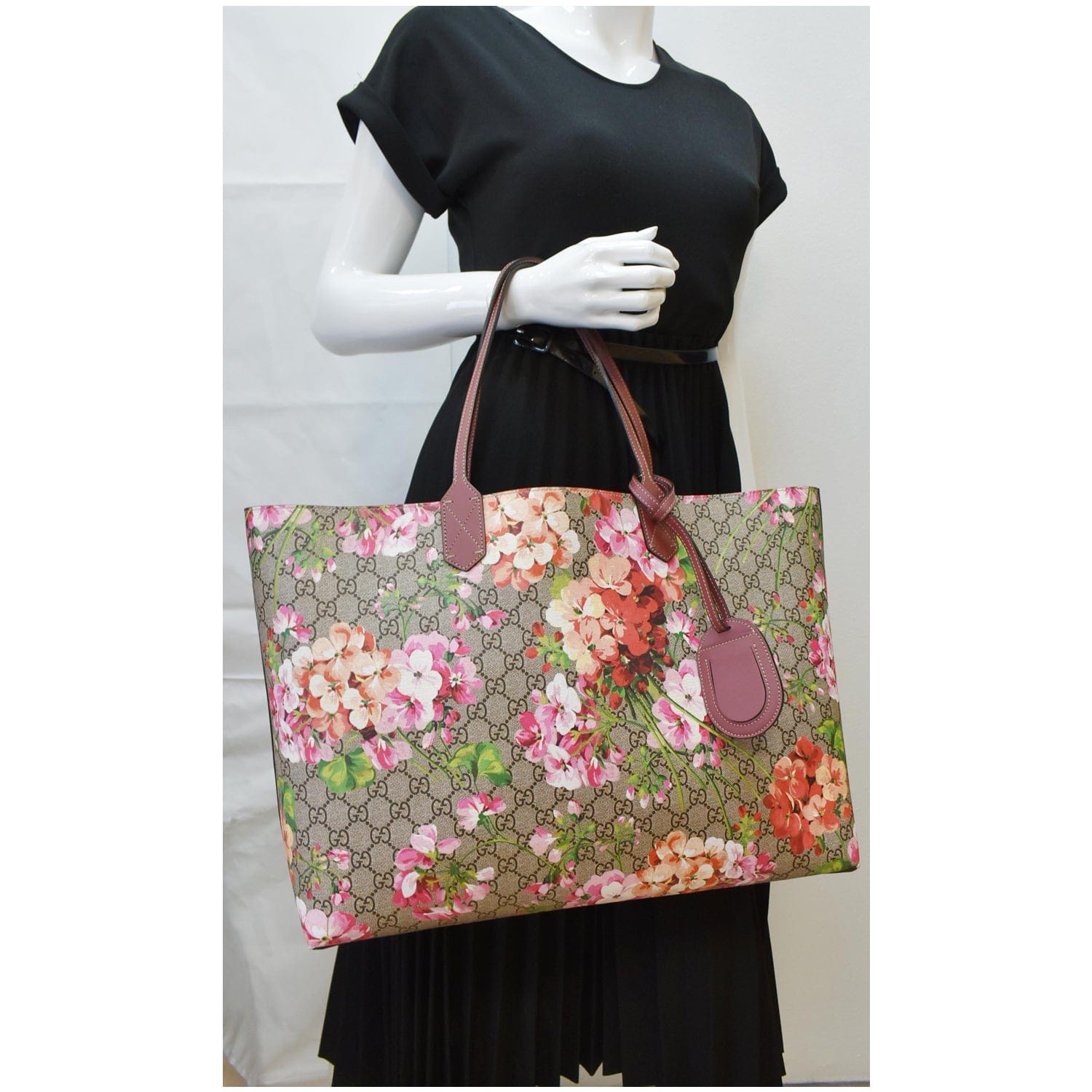 GUCCI Blooms Reversible Floral Gucci Canvas Tote Bag Multicolor 368571