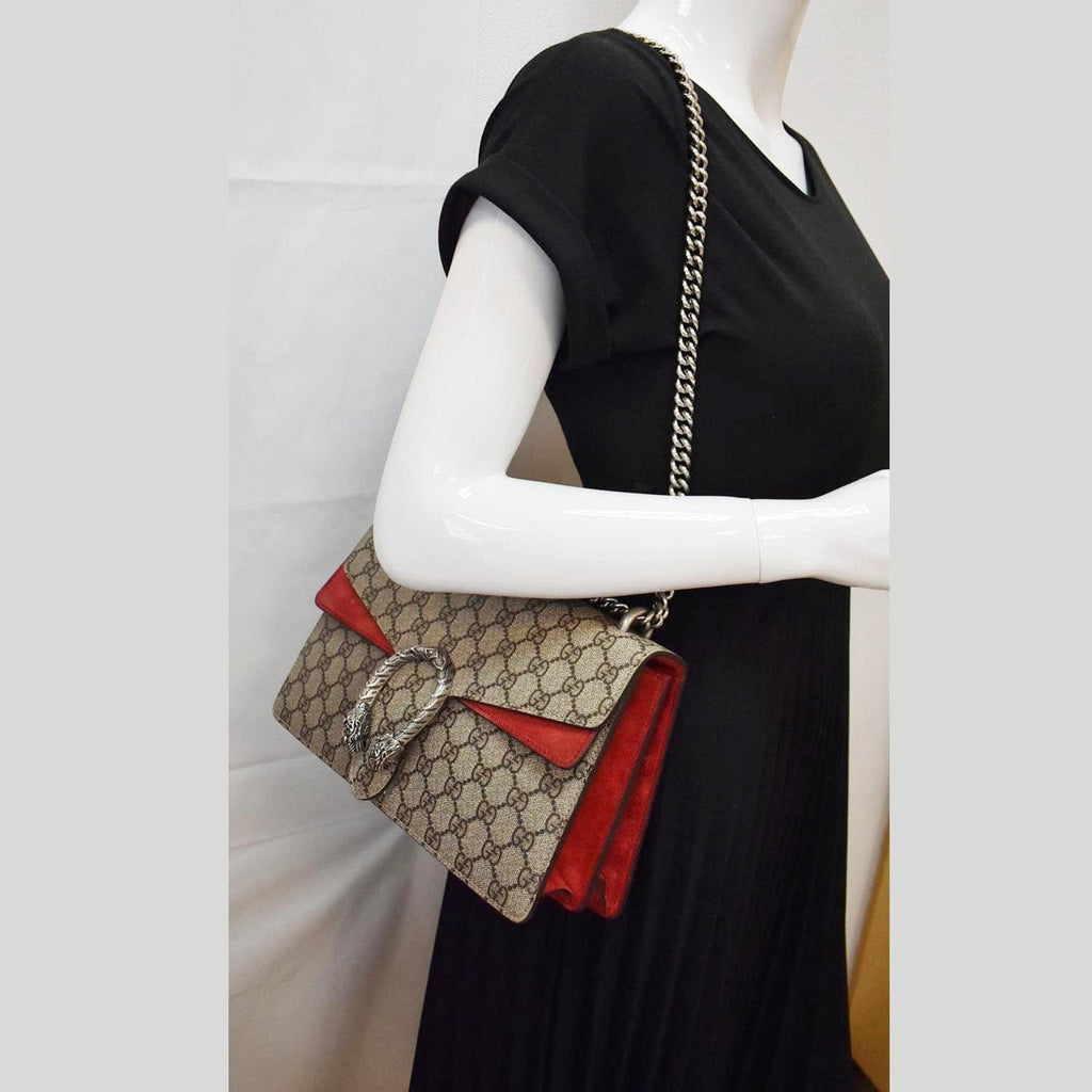 GUCCI Dionysus Small Gucci Supreme Canvas Shoulder Bag Beige 400249
