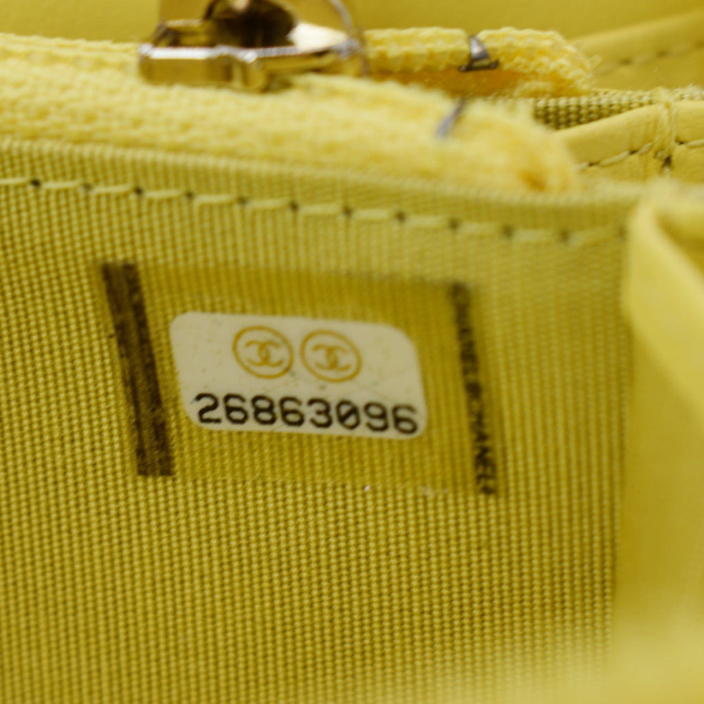 Chanel Boy Caviar Quilted Zip Around Wallet Yellow