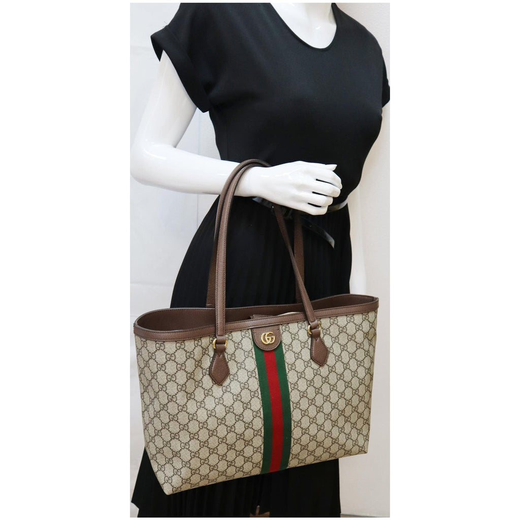 GUCCI Ophidia Medium Gucci Supreme Canvas Tote Bag Beige 631685