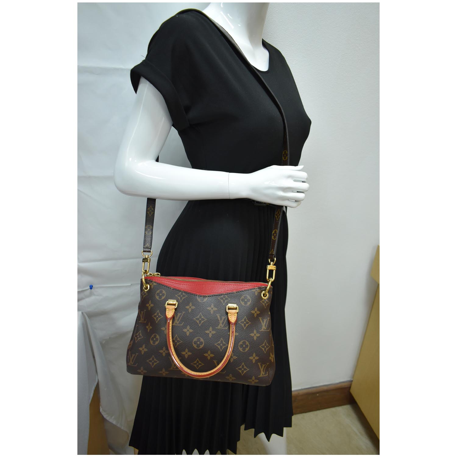 LOUIS VUITTON Pallas BB Monogram Canvas Satchel Crossbody Bag Brown