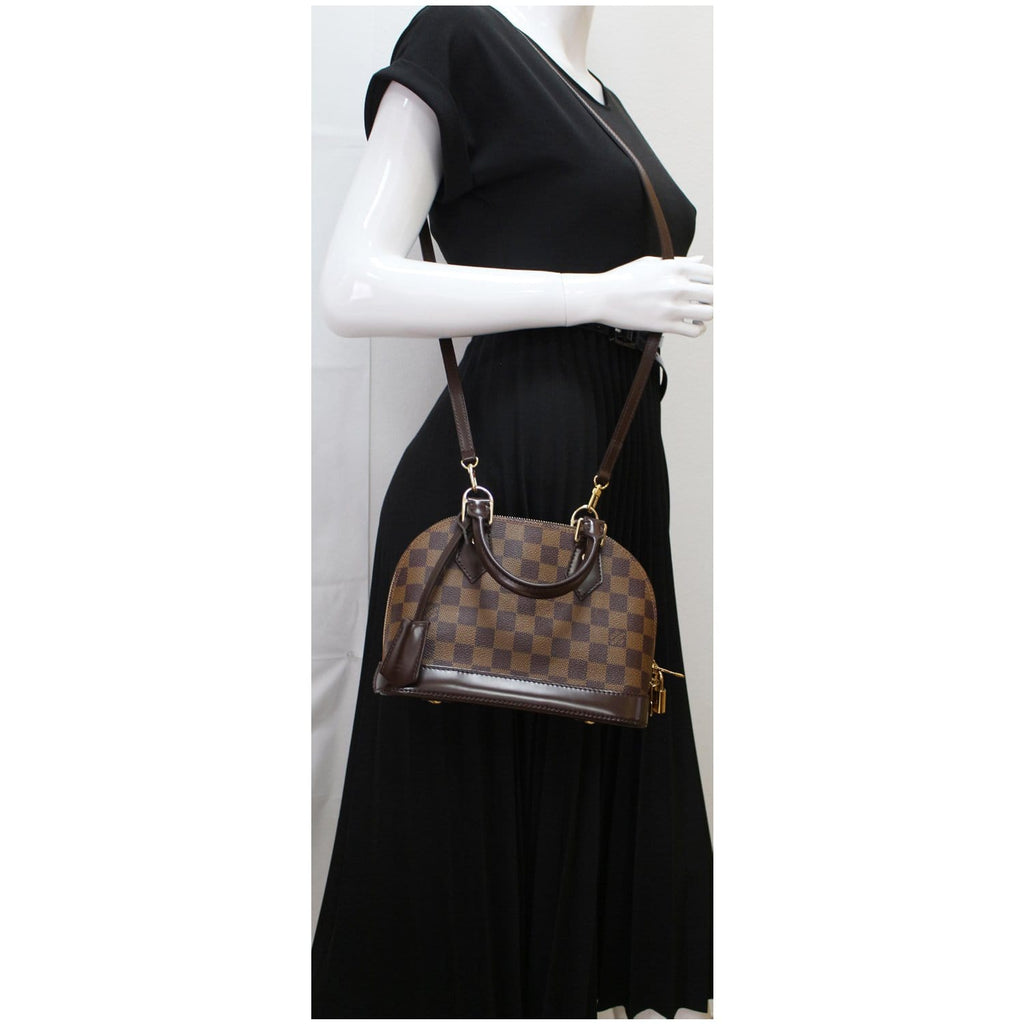LOUIS VUITTON Alma BB Damier Ebene Satchel Crossbody Bag Brown
