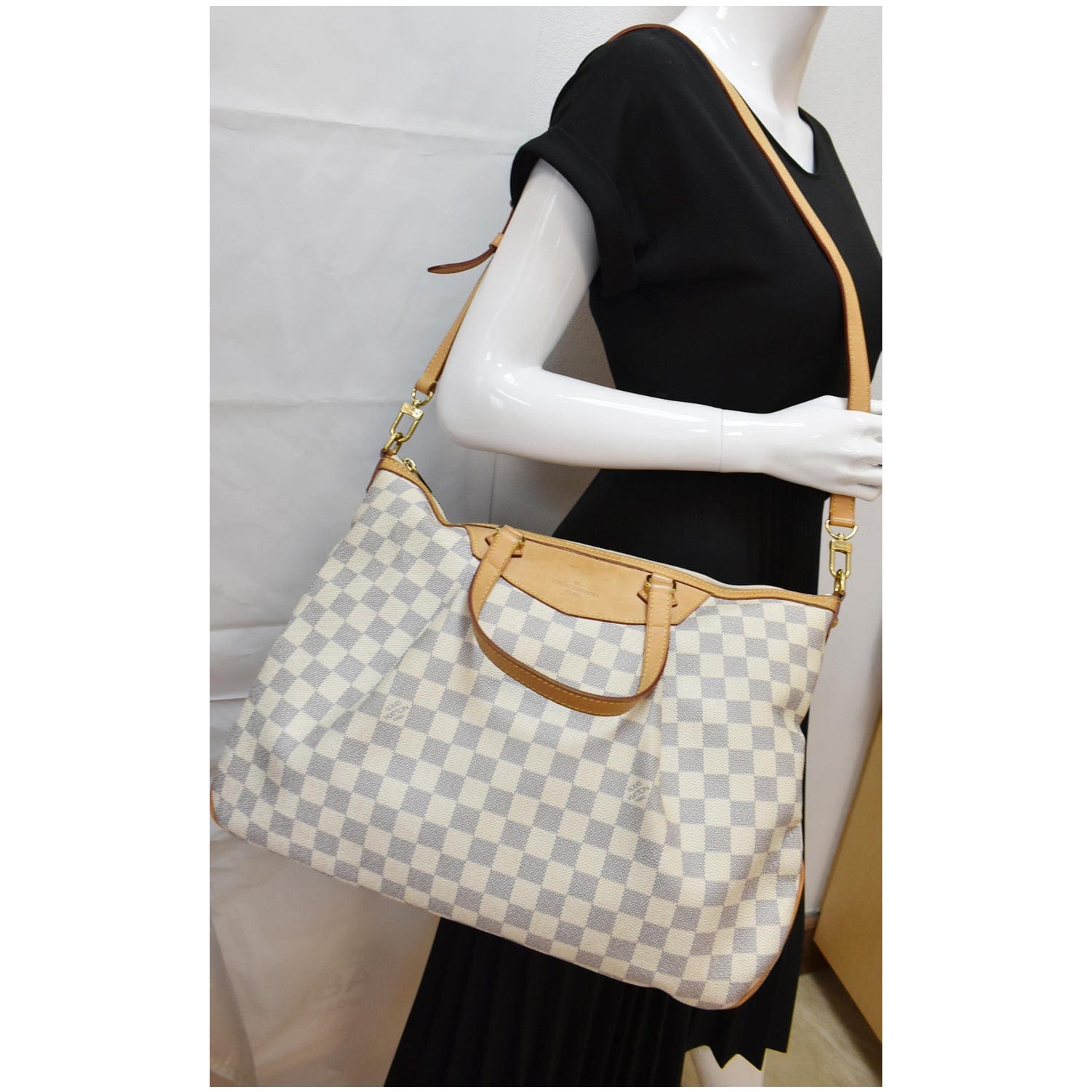 LOUIS VUITTON Siracusa GM Damier Azur Shoulder Bag White- 10% OFF