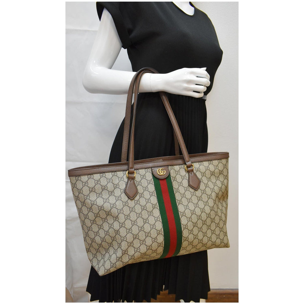 GUCCI Ophidia Medium Gucci Supreme Canvas Tote Bag Beige 631685