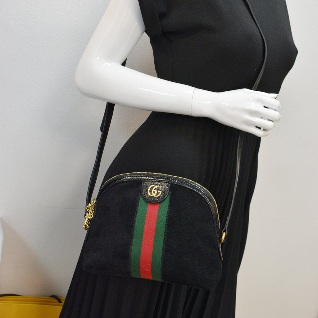 GUCCI Ophidia Gucci Small Suede Shoulder Bag Black 499621