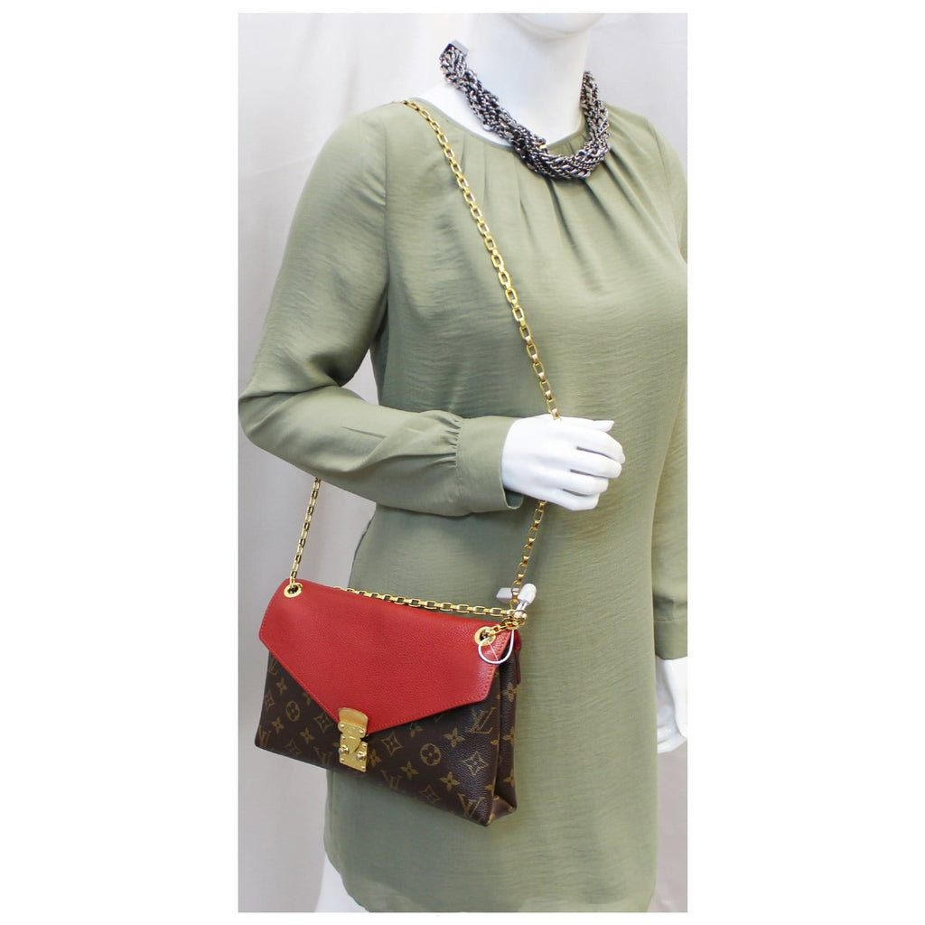 LOUIS VUITTON Monogram Canvas Pallas Chain Crossbody Bag Cherry