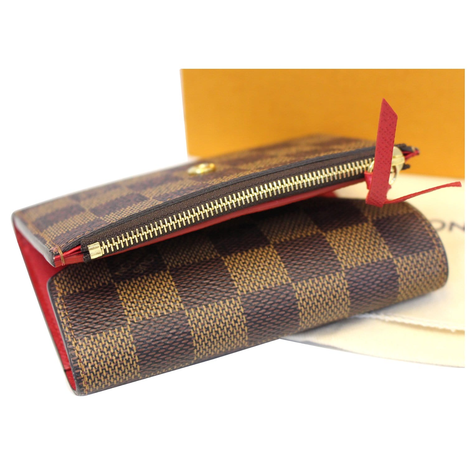 LOUIS VUITTON Victorine Damier Ebene Wallet Red