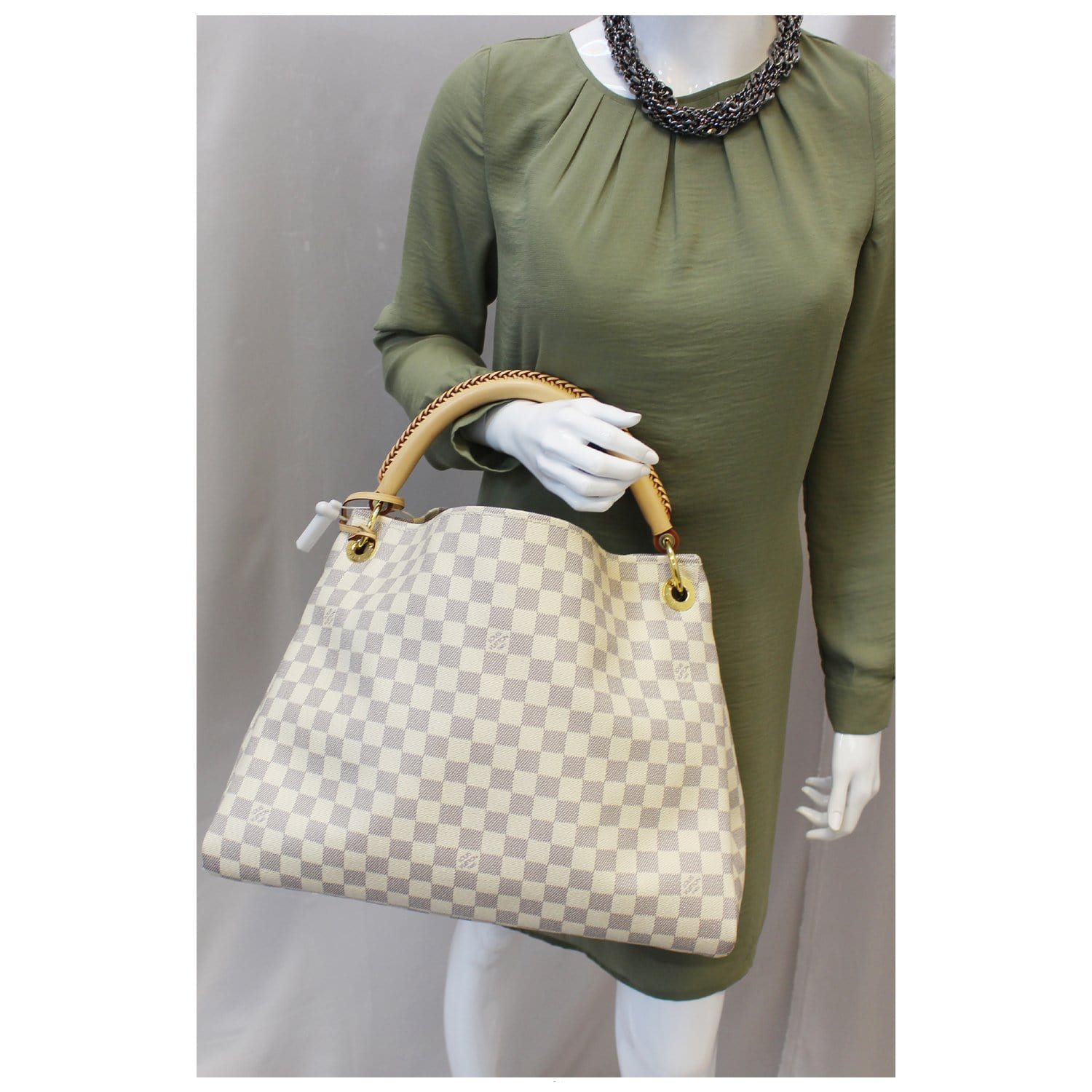 LOUIS VUITTON Artsy MM Damier Azur Shoulder Bag White