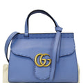 GUCCI Gucci Marmont Leather Top Handle Shoulder Bag Blue 442622