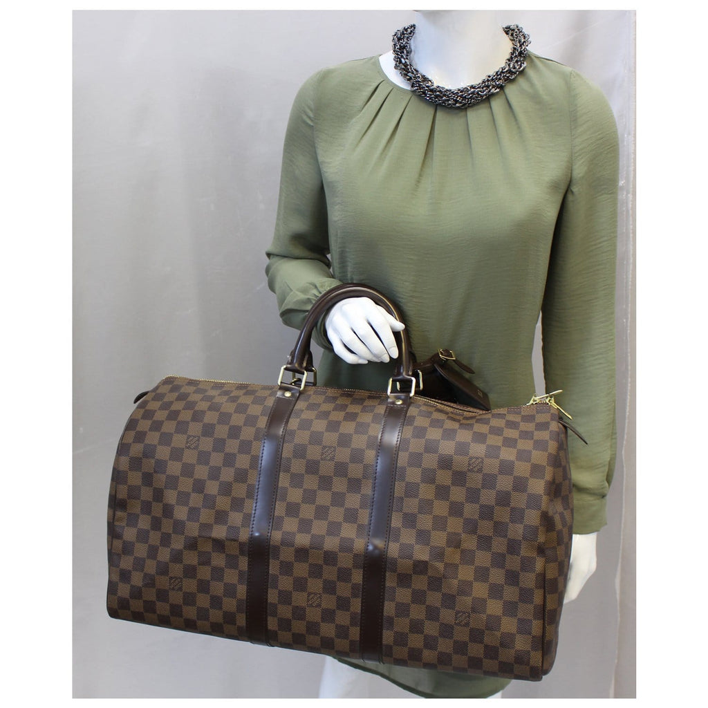 LOUIS VUITTON Keepall 50 Damier Ebene Boston Travel Bag