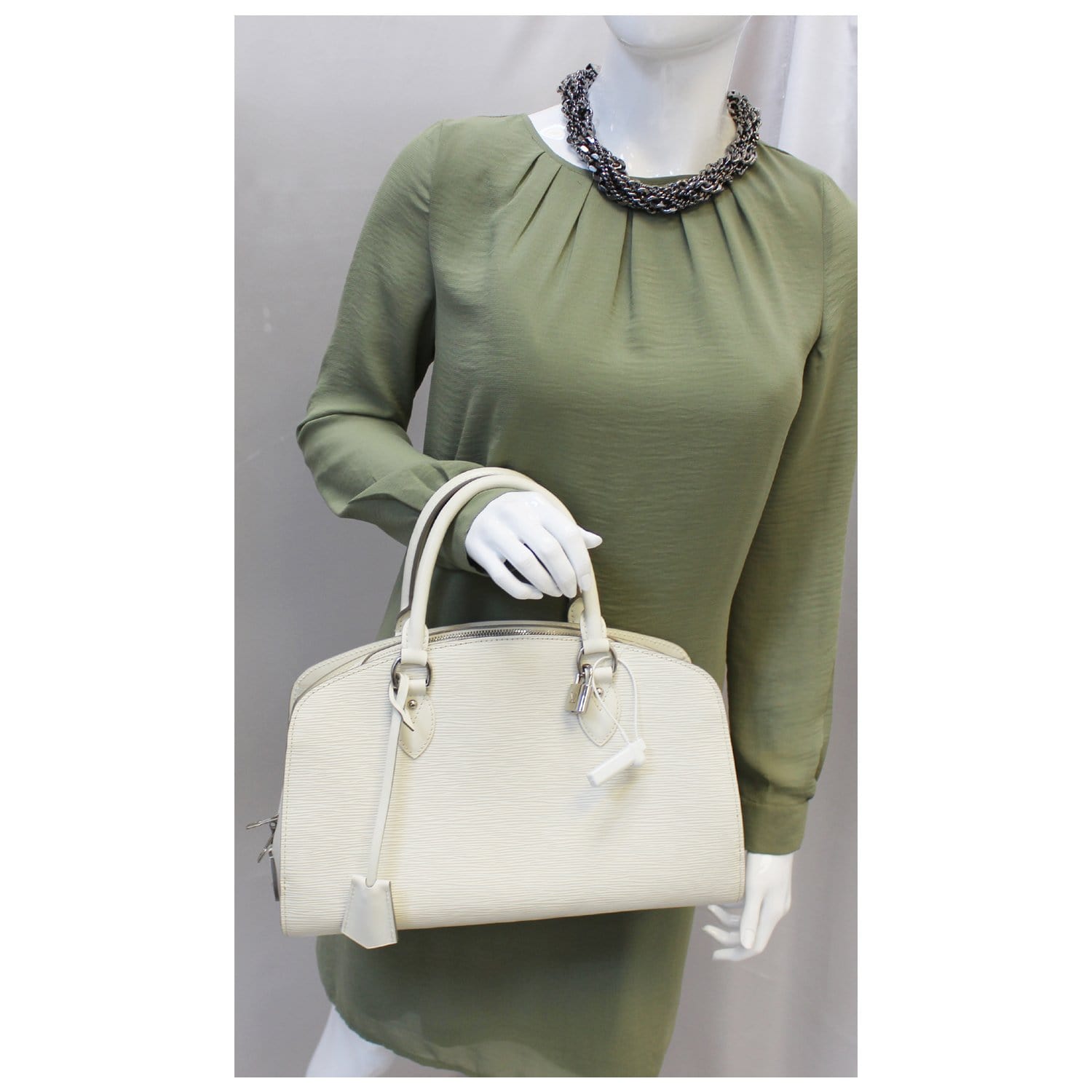 LOUIS VUITTON Pont Neuf PM Epi Leather Satchel Bag Ivory