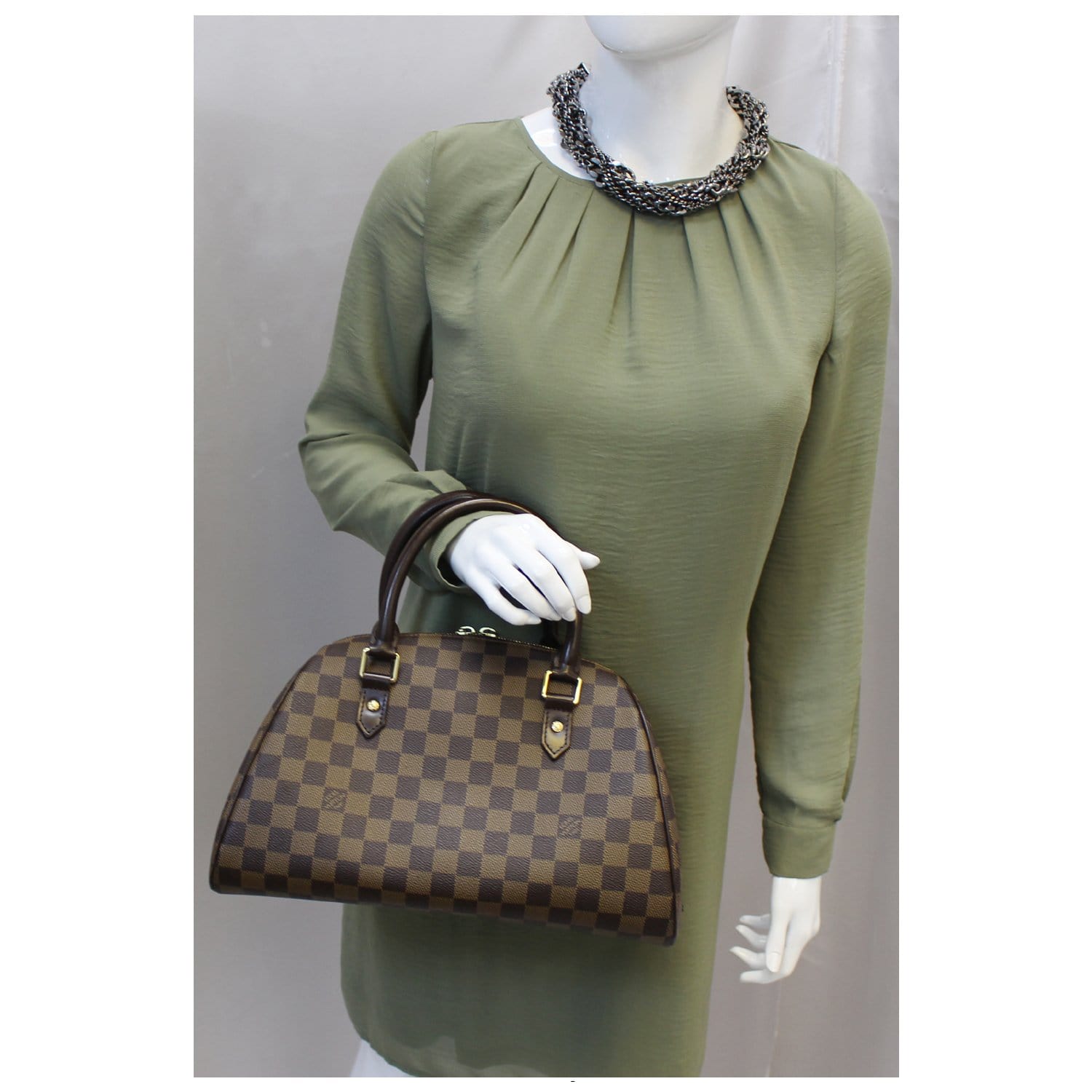 LOUIS VUITTON Ribera MM Damier Ebene Brown Satchel Bag