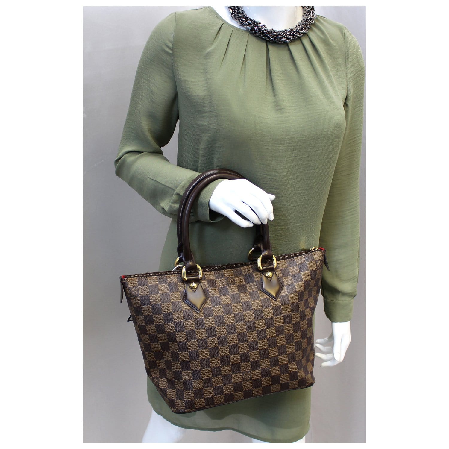 LOUIS VUITTON Saleya PM Damier Ebene Tote Shoulder Bag