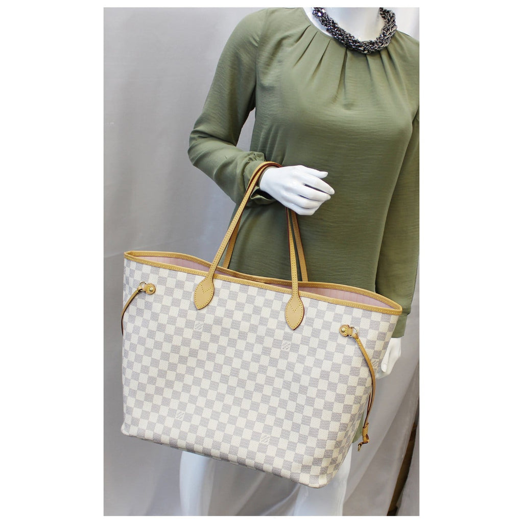 LOUIS VUITTON Neverfull GM Damier Azur Tote Shoulder Bag Rose Ballerine