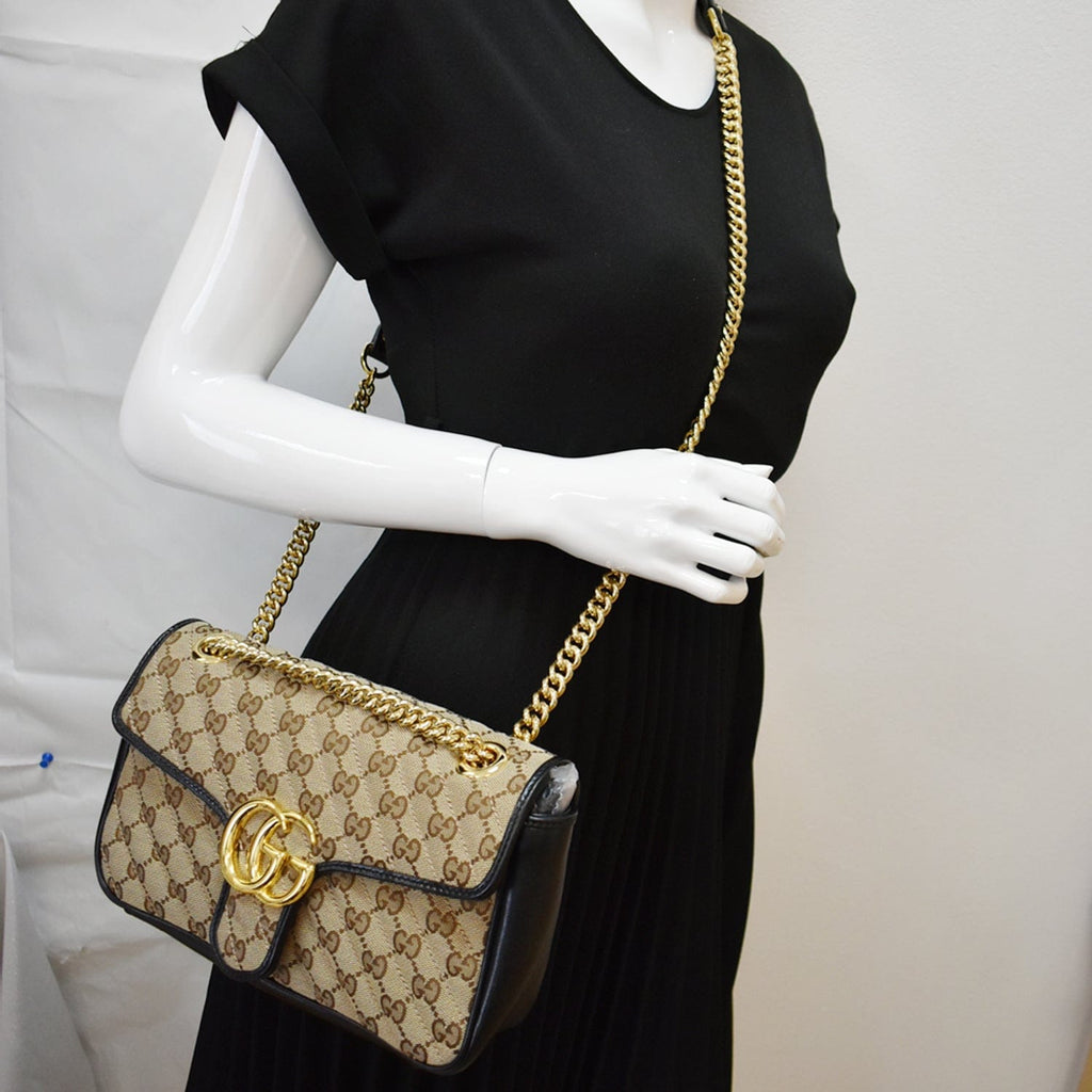 GUCCI Gucci Marmont Small Matelasse Canvas Shoulder Bag Black 443497