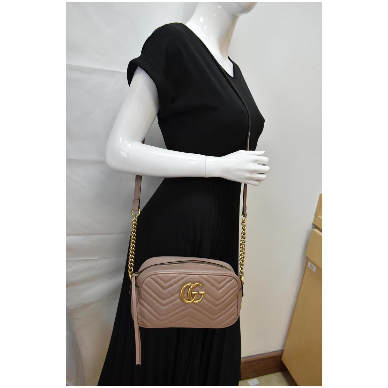 GUCCI Gucci Marmont Small Matelasse Leather Crossbody Bag Taupe 447632