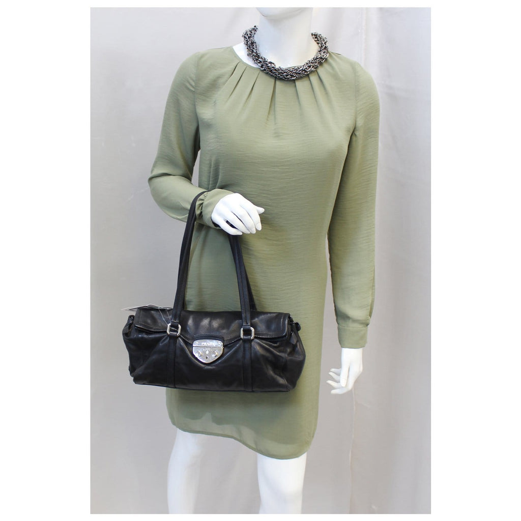 Prada Black  Leather Shoulder Bag