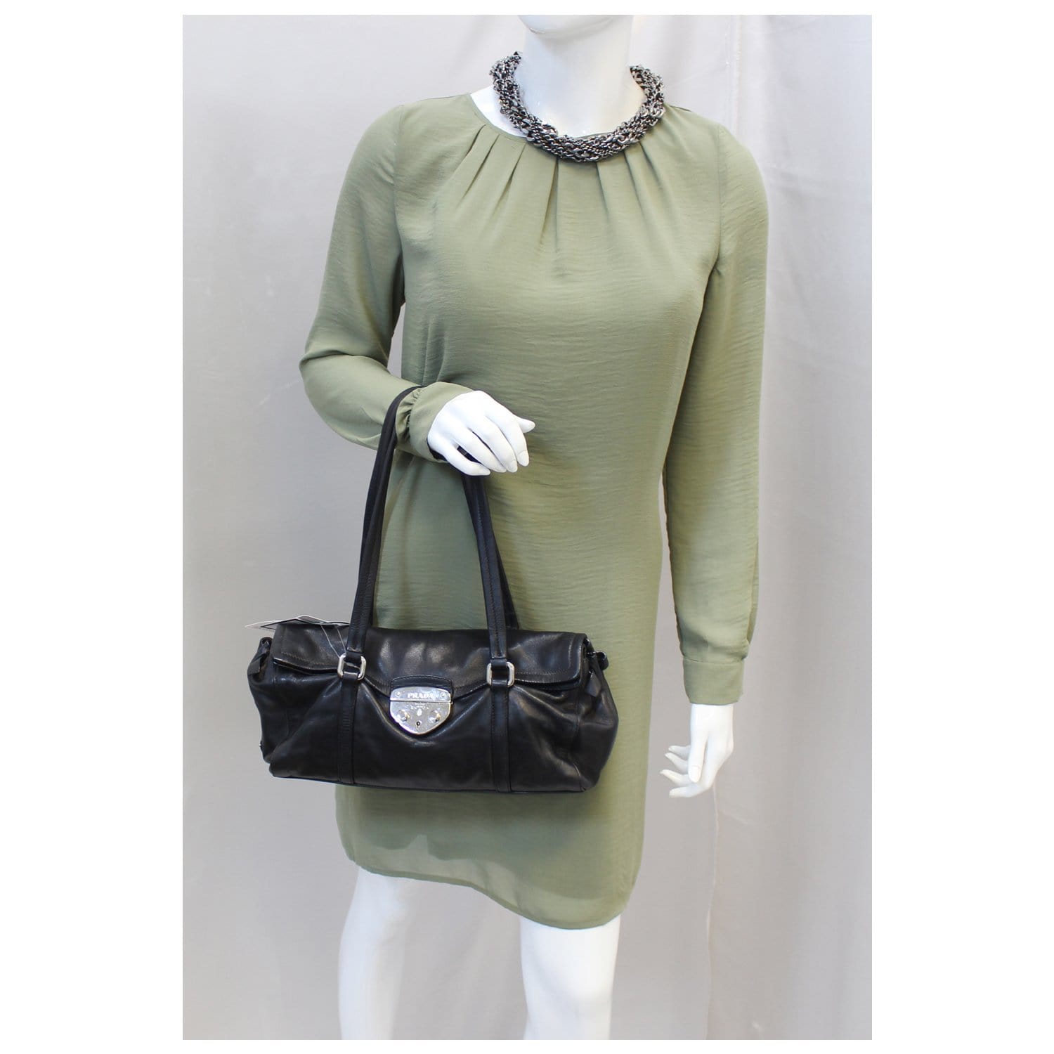 Prada Black  Leather Shoulder Bag