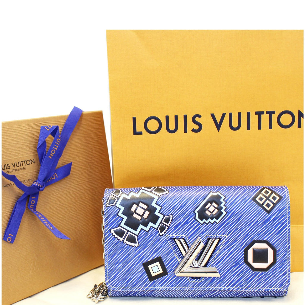 LOUIS VUITTON Twist Chain Denim Wallet Epi Azteque Stickers Crossbody Bag