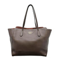 GUCCI Swing Pebbled  Leather Tote Bag Taupe 354397