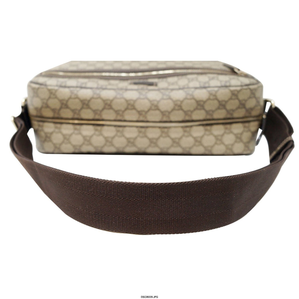 GUCCI Men's Beige/Ebony Gucci  Plus Coated Canvas Messenger Crossbody Bag 211107