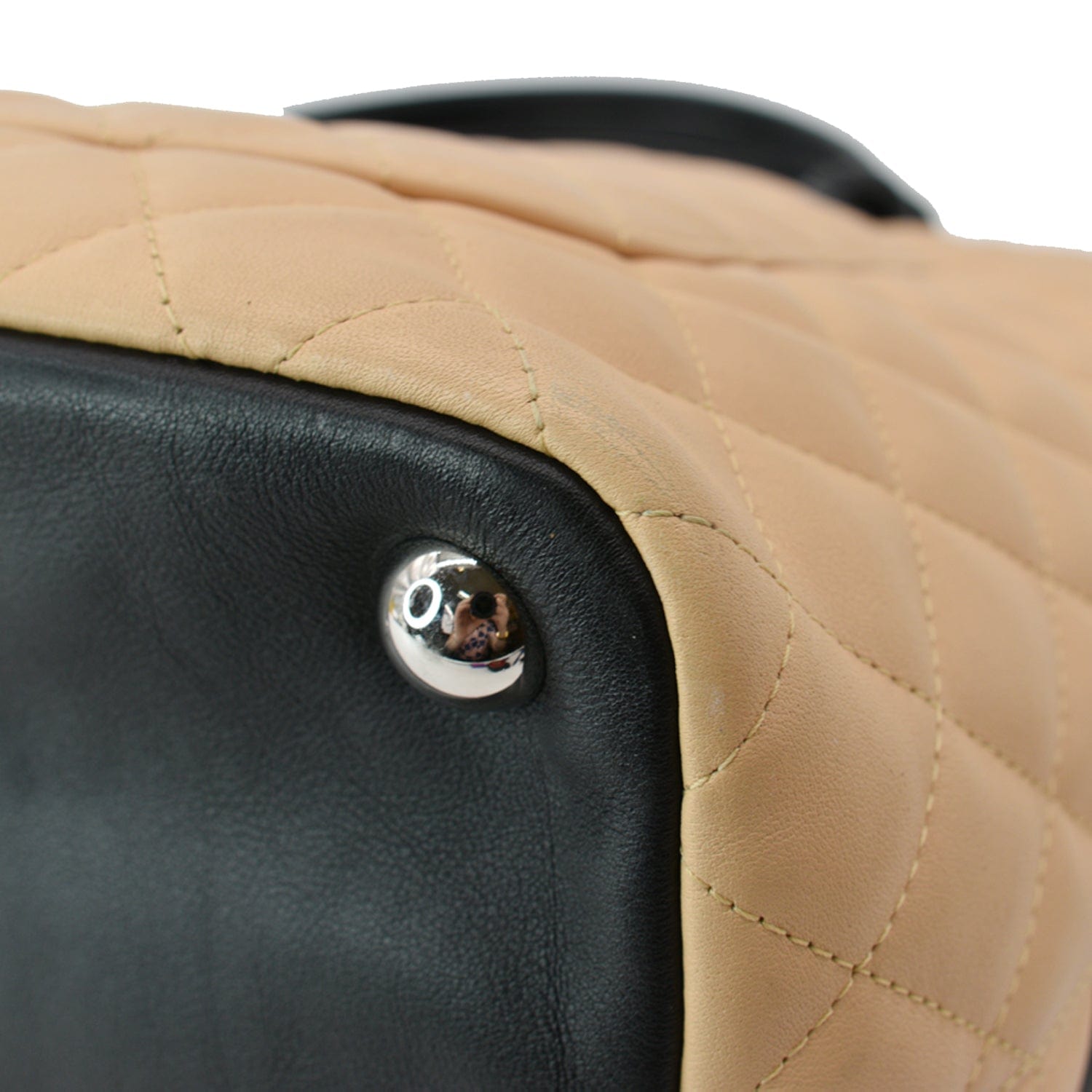 Chanel Cambon Ligne Large Quilted Leather Tote Bag Beige