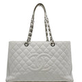 Chanel XL Grand Quilted Caviar Leather Shopping Tote Bag White