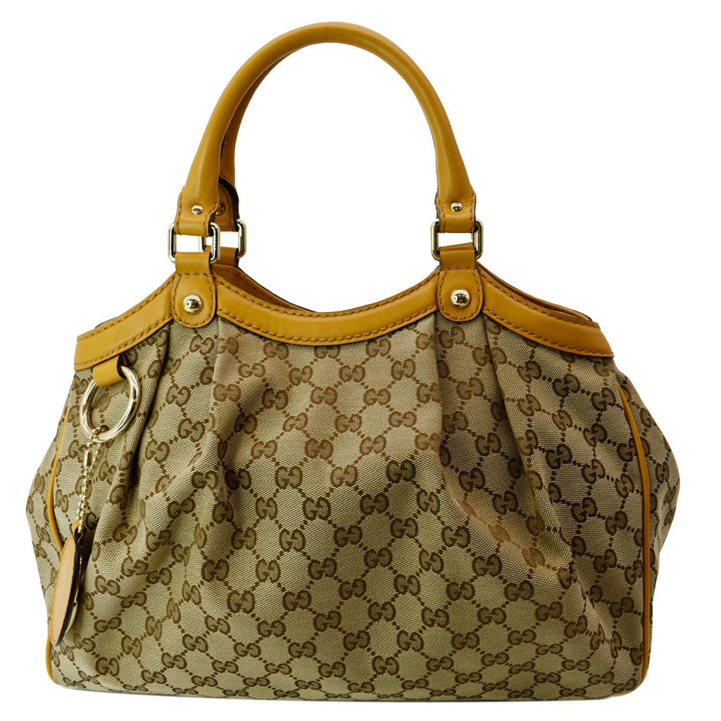GUCCI Sukey Medium Gucci Canvas Tote Bag Beige 211944