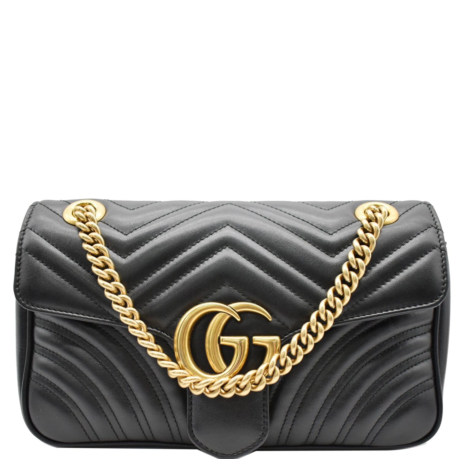 GUCCI Gucci Marmont Small Matelasse Leather Crossbody Bag Black 443497