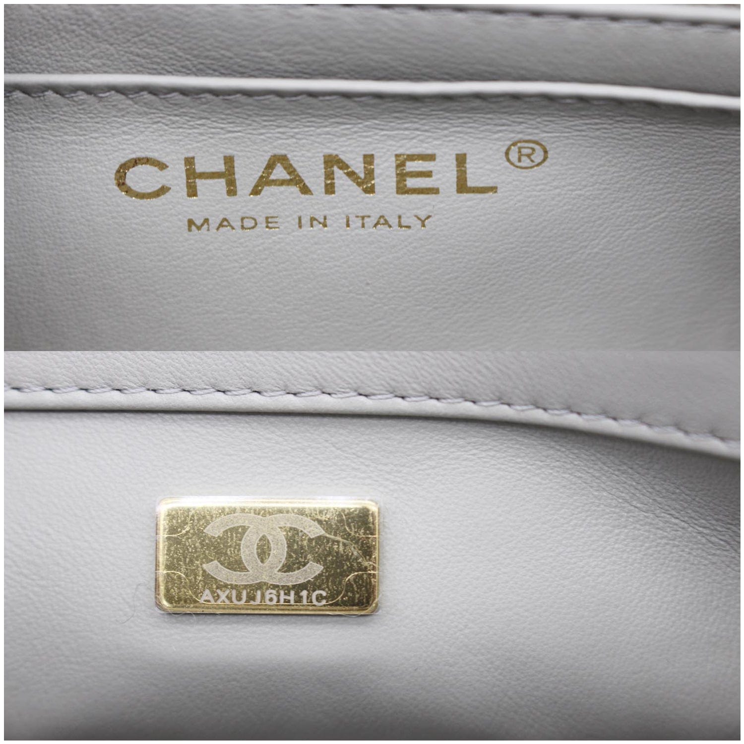 Chanel CC Pearl Crush Mini Flap Quilted  Leather Shoulder Bag Light Grey