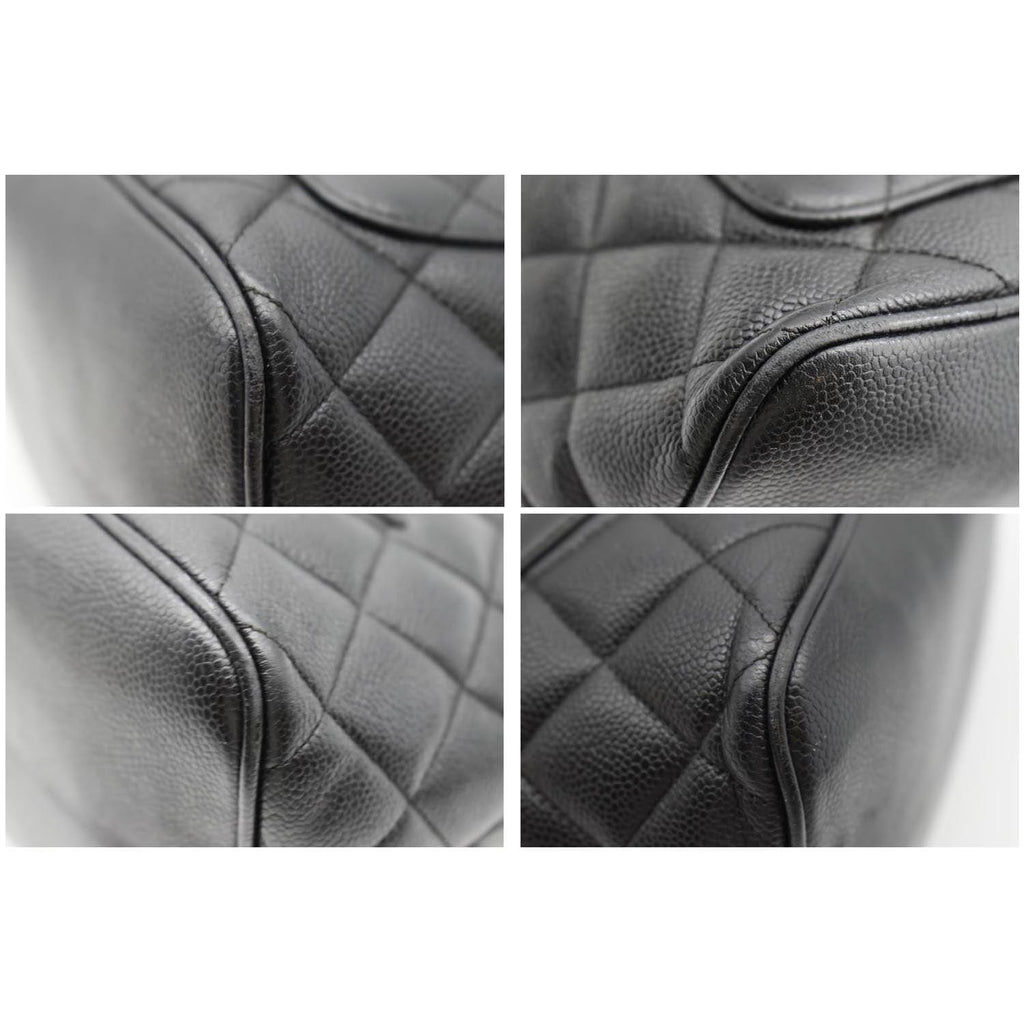 Chanel Medallion Quilted Caviar Leather Tote Bag Black
