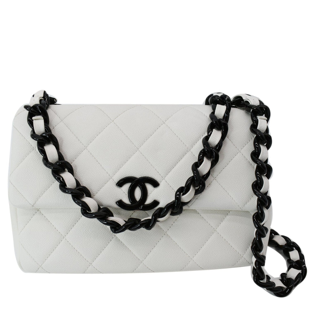 Chanel My Everything Caviar Quilted Leather Flap Shoulder Bag White