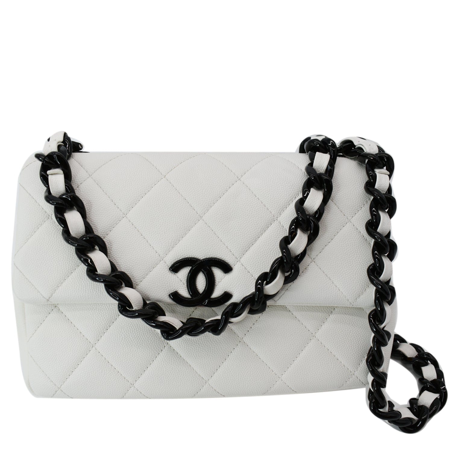 Chanel My Everything Caviar Quilted Leather Flap Shoulder Bag White