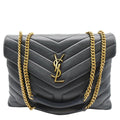 YVES SAINT LAURENT Medium Loulou Matelasse Leather Chain Shoulder Bag Dark Smog