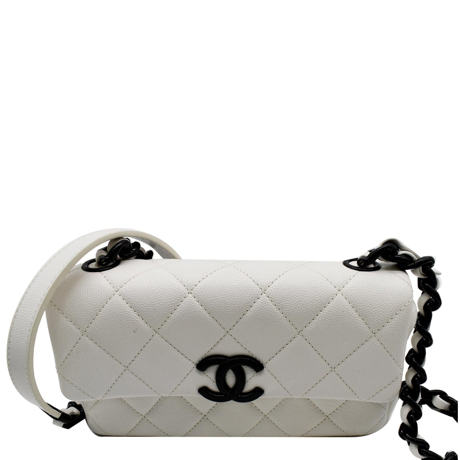 Chanel My Everything Small Caviar Quilted Leather Flap Shoulder Bag White