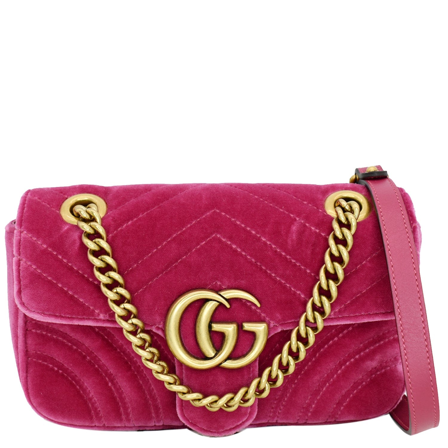 GUCCI Gucci Marmont Velvet Mini Shoulder Crossbody Bag Pink 446744