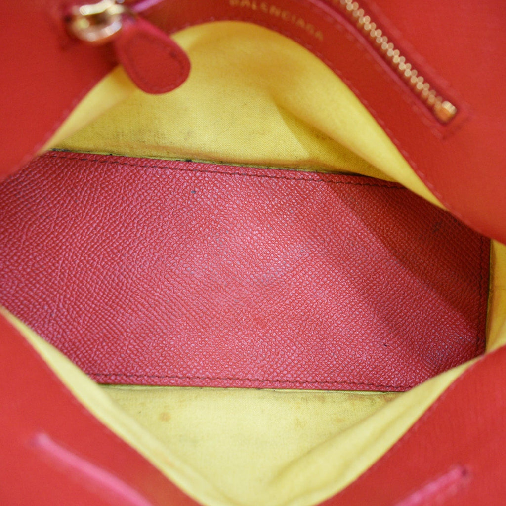 BALENCIAGA Ville Dome Leather Top Handle Crossbody Bag Red