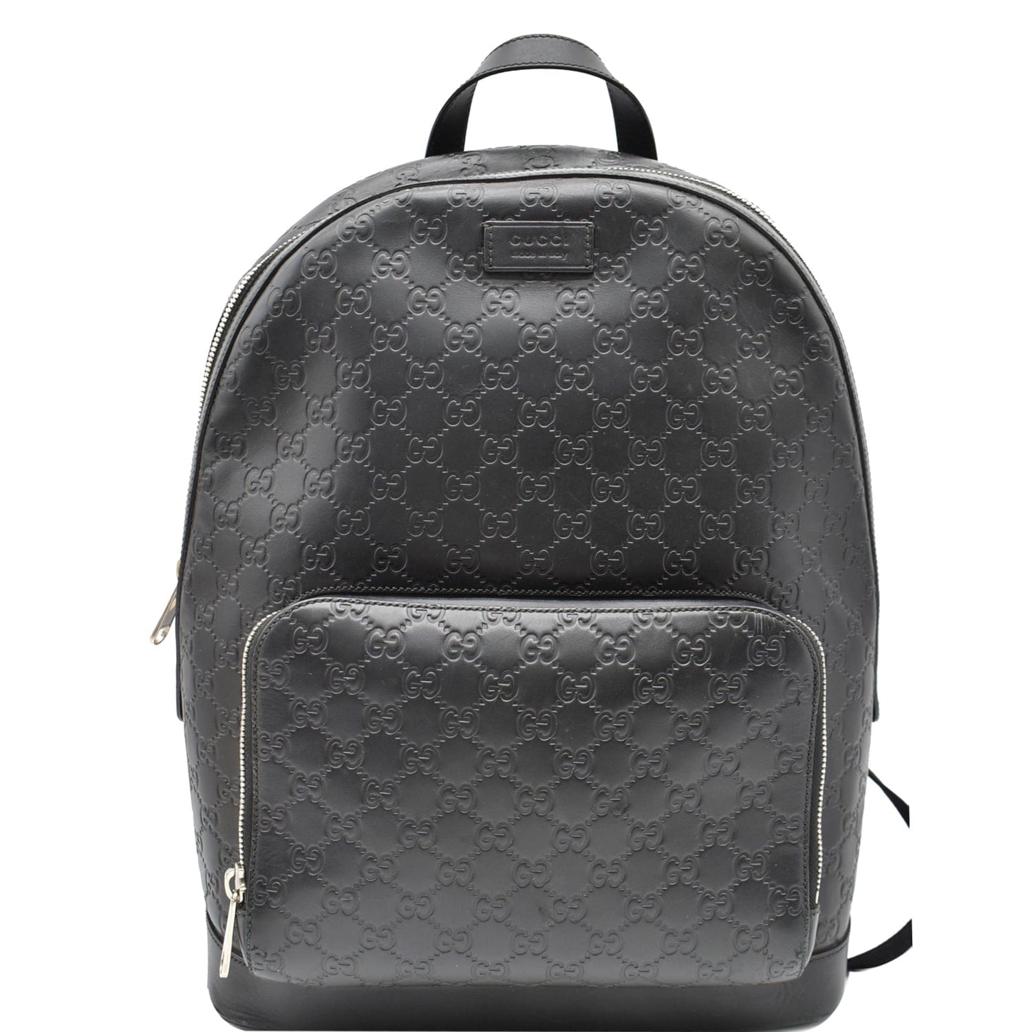 GUCCI Gucci Signature Leather Backpack Bag Black 406370