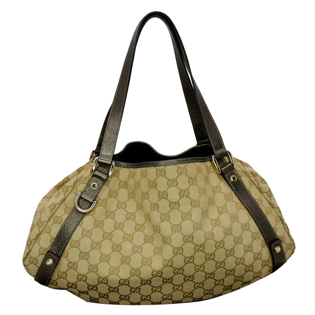 GUCCI Medium Abbey Gucci Canvas Shoulder Bag Beige 130736