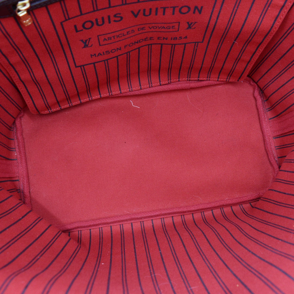 LOUIS VUITTON Neverfull MM Damier Ebene Tote Bag Brown