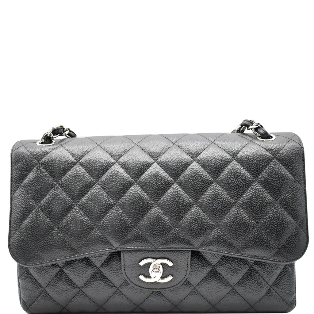 Chanel Jumbo Double Flap Caviar Leather Shoulder Bag Black- Hot Deals