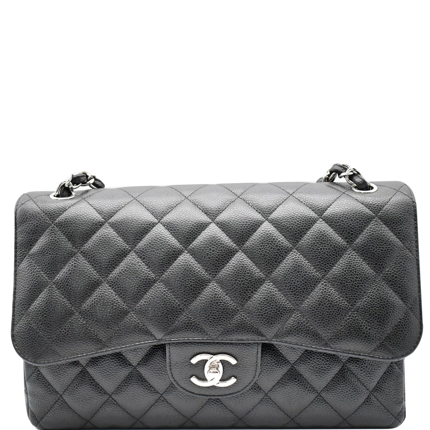 Chanel Jumbo Double Flap Caviar Leather Shoulder Bag Black- Hot Deals