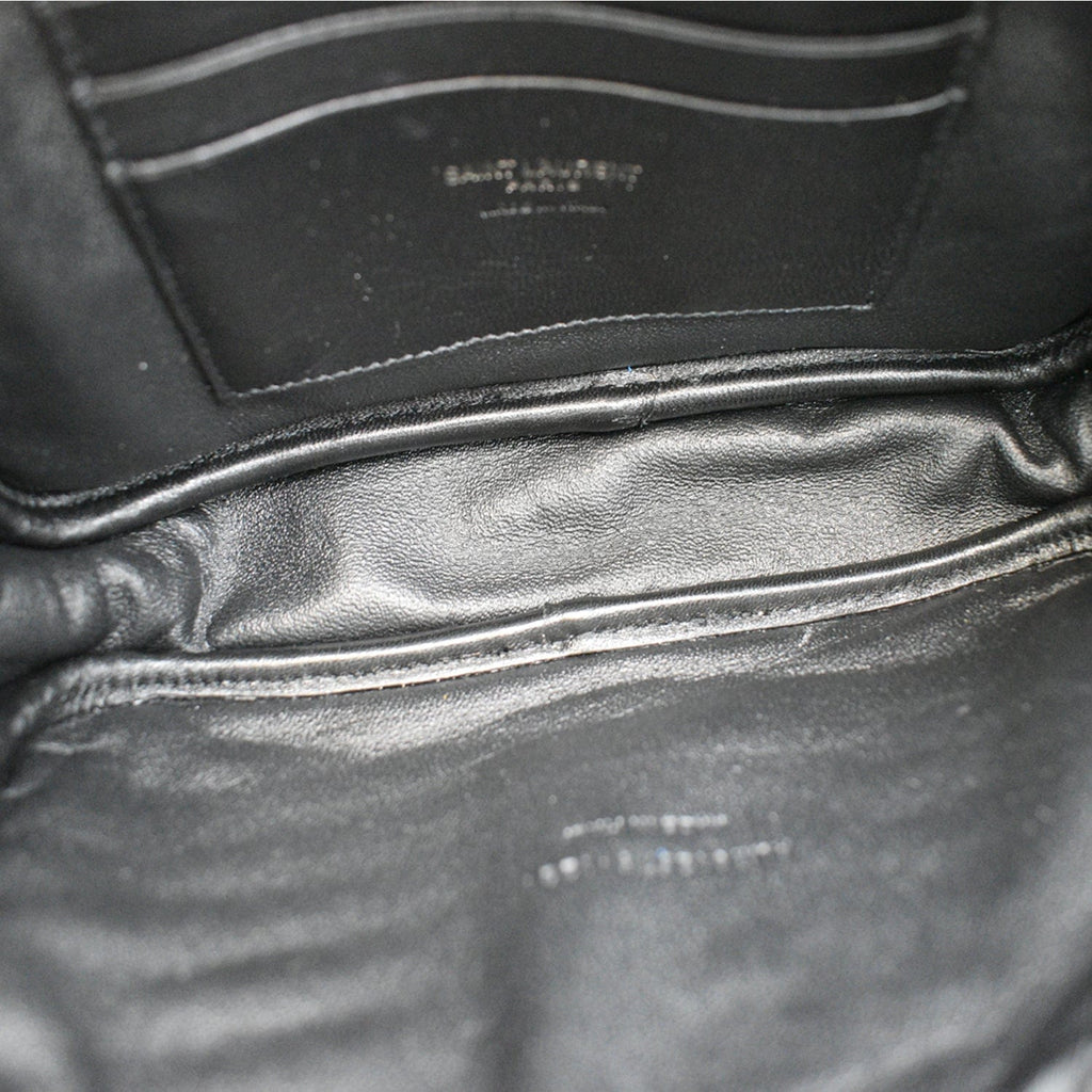 YVES SAINT LAURENT Mini Lou Leather Camera Crossbody Bag Black